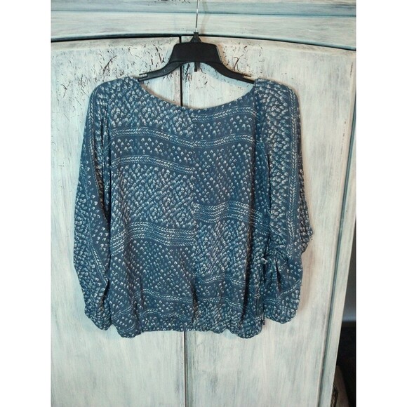 Lulus Blue & White Top Small Nwt Tassel Feminine ruched Boho Cottage Core - Picture 5 of 11